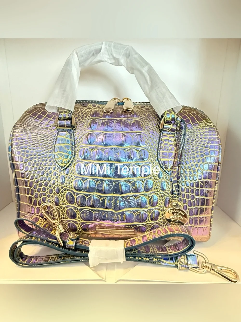 Brahmin Stacy Illuminate Croc-Embossed Satchel - RARE